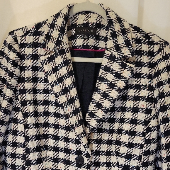 Talbots Women's Black and White Checkered Jacket - Picture 4 of 14